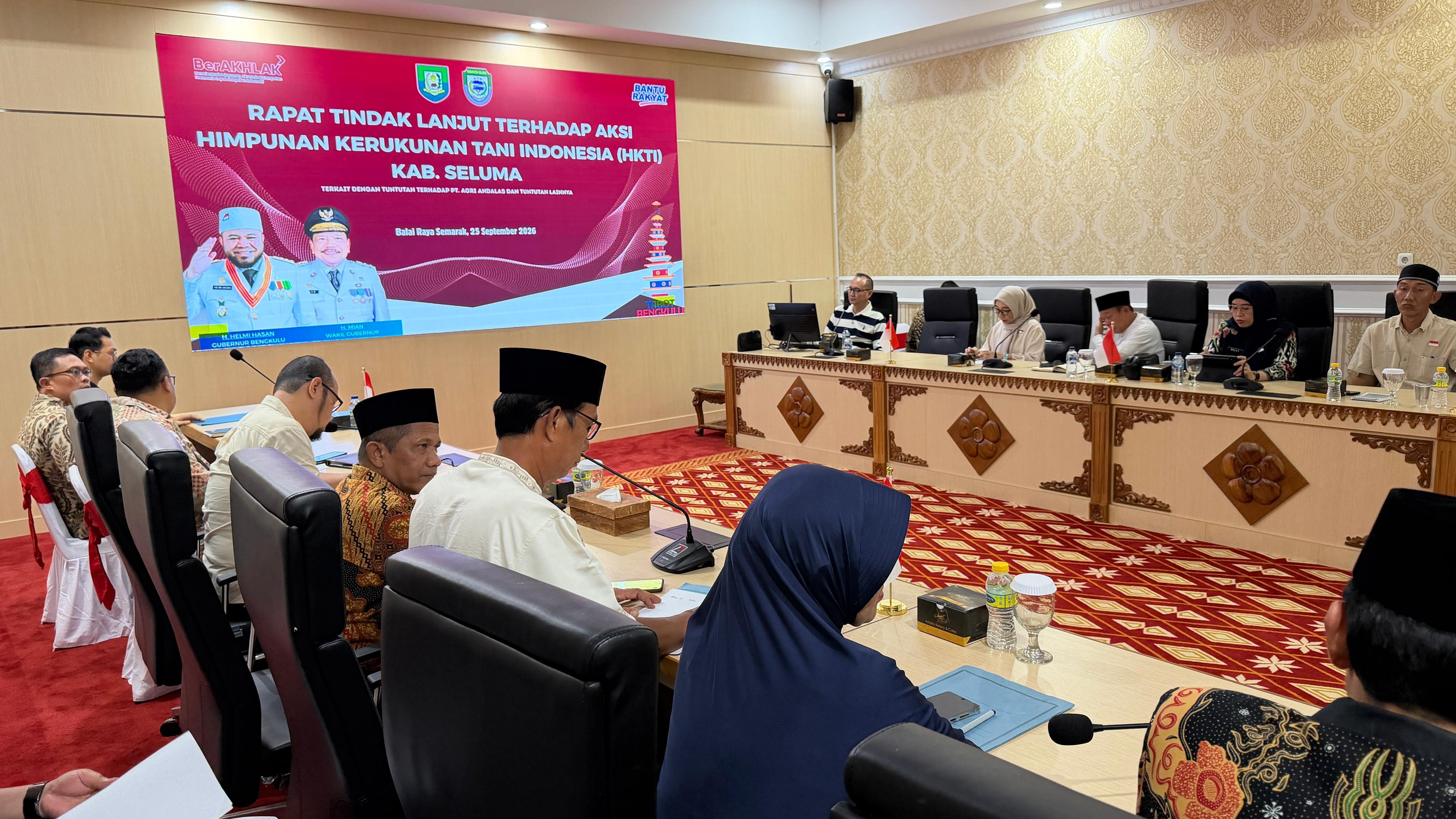 Pemprov Bengkulu Tindak Lanjuti Aspirasi Hari Tani Nasional, Bahas Penyelesaian Konflik Agraria di Seluma