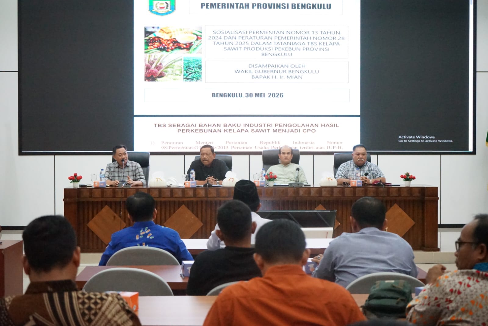 Wagub Bengkulu, Anjurkan Harga TBS  Sesuai Penetapan Harga Pemprov