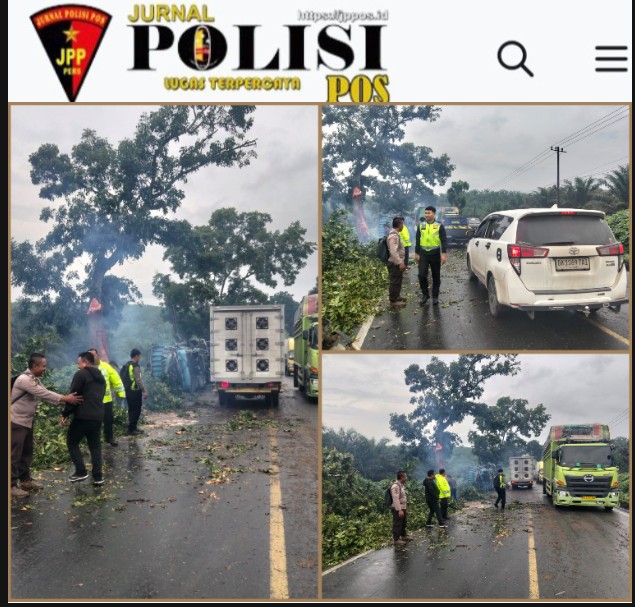 Polres Labusel Sigap Amankan Arus  Jalinsum PTPN IV Sisumut, yang di akibatkan adanya Laka Tunggal Sehingga Macat