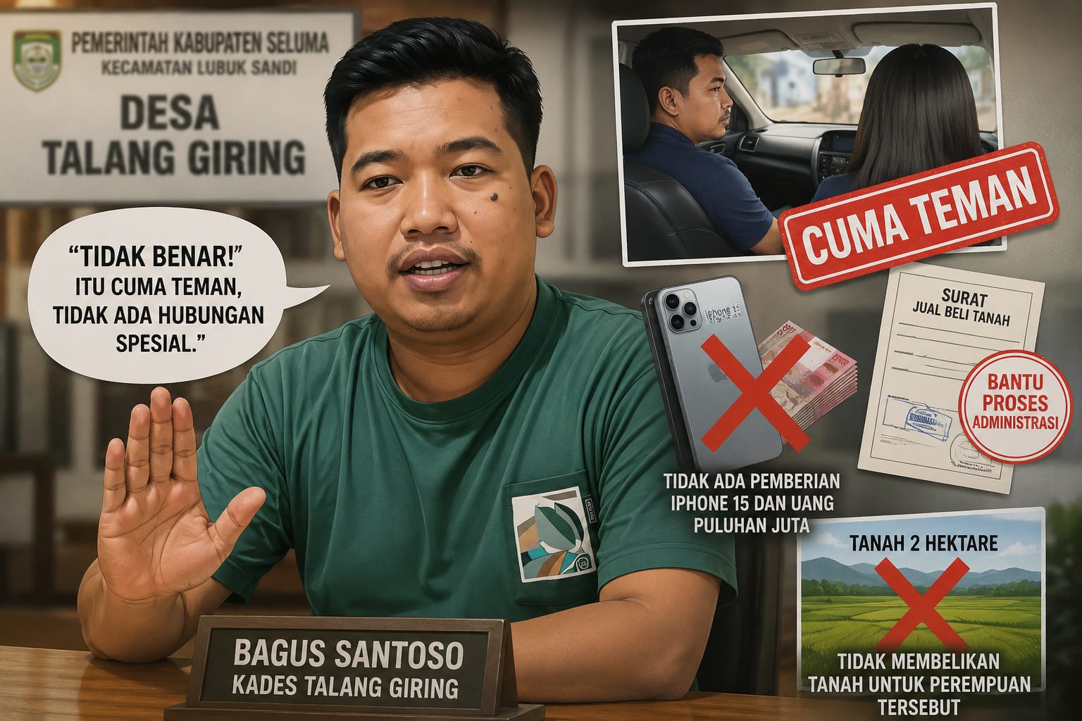 Kades Talang Giring Bantah Belikan Tanah 2 Hektare untuk Wanita yang Diisukan Selingkuhan