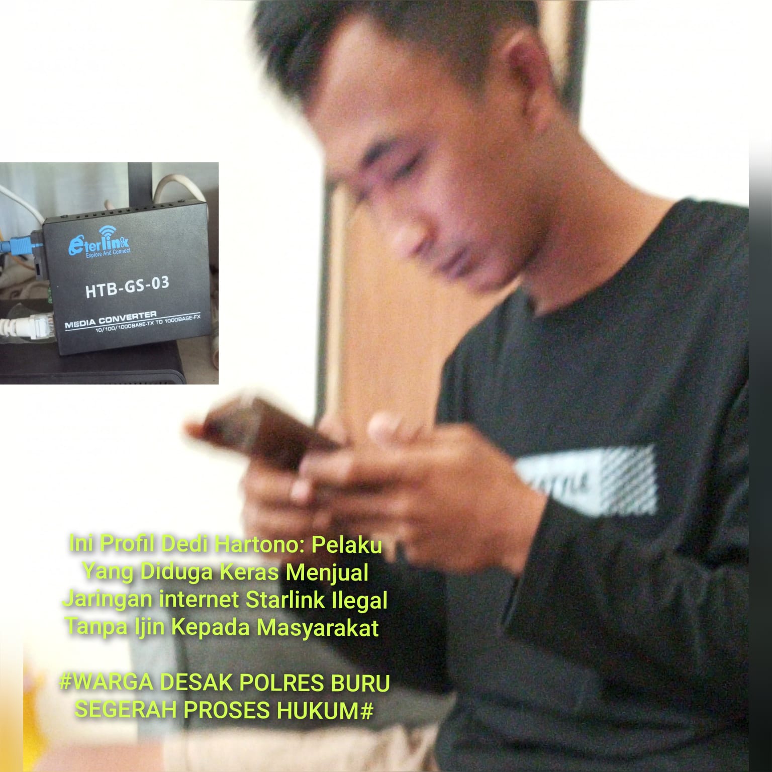 Sorot Tajam! Desak Polres Buru Selidiki & Proses Hukum Dugaan Penjualan Jaringan Internet Starlink Ilegal
