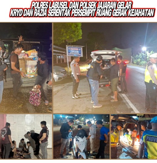 Polres Labusel dan Polsek Jajaran Gelar KRYD dan Razia Serentak Persempit Ruang Gerak Kejahatan