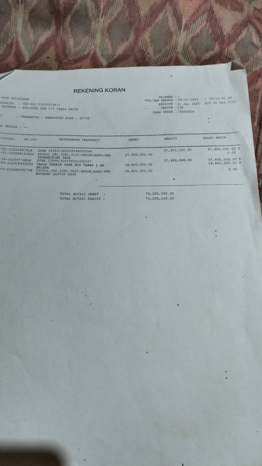 Kepala sekolah Dan Bersekongkol Dengan Operator Untuk Mengambil Uang Dana Bos Melalui CMS Rekening nya Sdranya Atas Nama Yuslinda