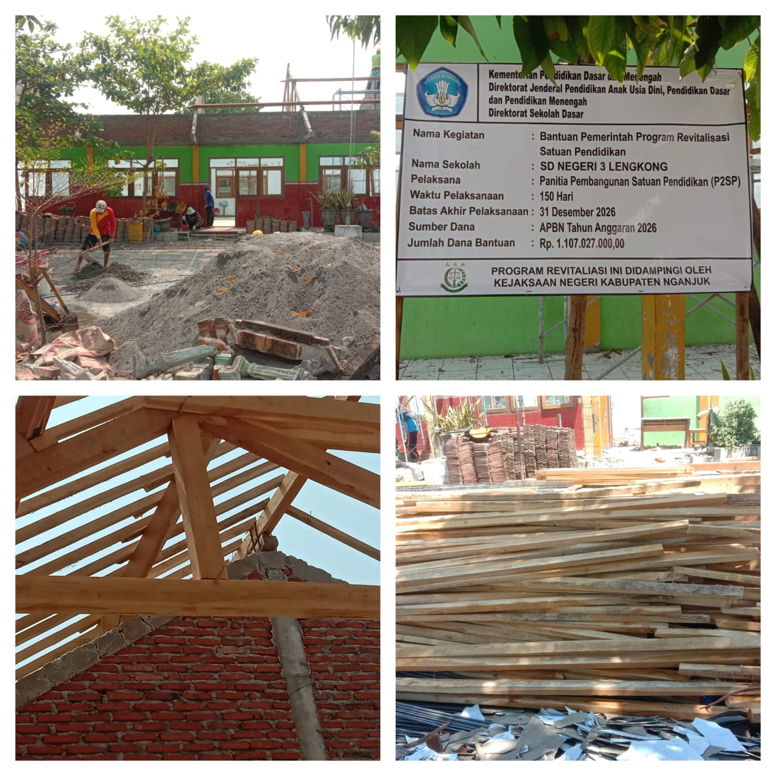 PROYEK REVITALISASI SDN 3 LENGKONG NGANJUK DISOROT: KAYU JELEK, TANPA MANDOR, PEKERJA TANPA APD DAN ADUK MANUAL