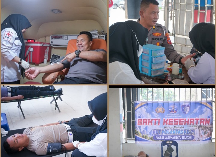 Donor Darah Warnai HUT Polantas ke-71, Satlantas Polres Labusel Hadirkan Semangat Berbagi